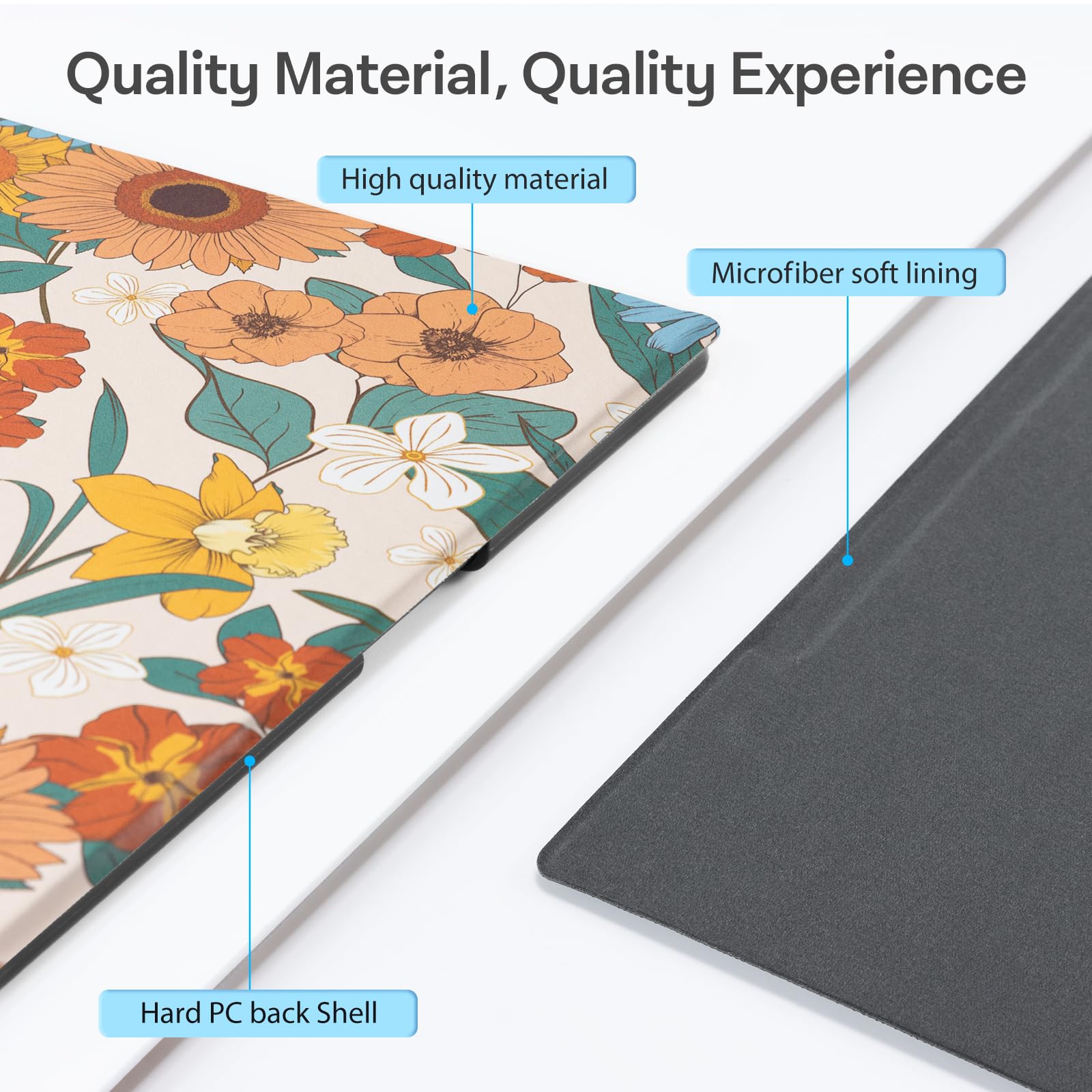 CoBak Case for Remarkable 2 Paper Tablet - Lightweight and Hard Back Shell Protective Book Folio Cover with Built-in Pen Holder - for 10.3" 2020 Released, Orange Flower