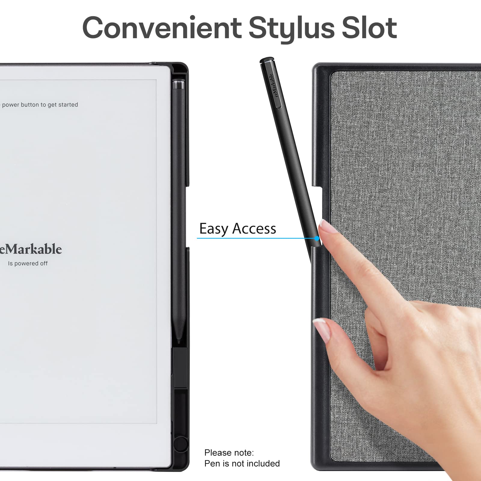 CoBak Case for Remarkable 2 Paper Tablet - Lightweight and Hard Back Shell Protective Book Folio Cover with Built-in Pen Holder - for 10.3" 2020 Released (Gray)