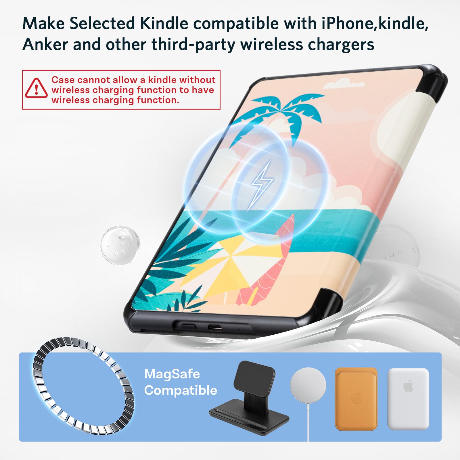 CoBak Magnetic Case for 7" Kindle Paperwhite 12th Gen 2024 and Kindle Colorsoft - Compatible with iPhone MagSafe, for Samsung/Belkin/Anker Wireless Charging Pads, Lightweight, Auto Sleep Wake