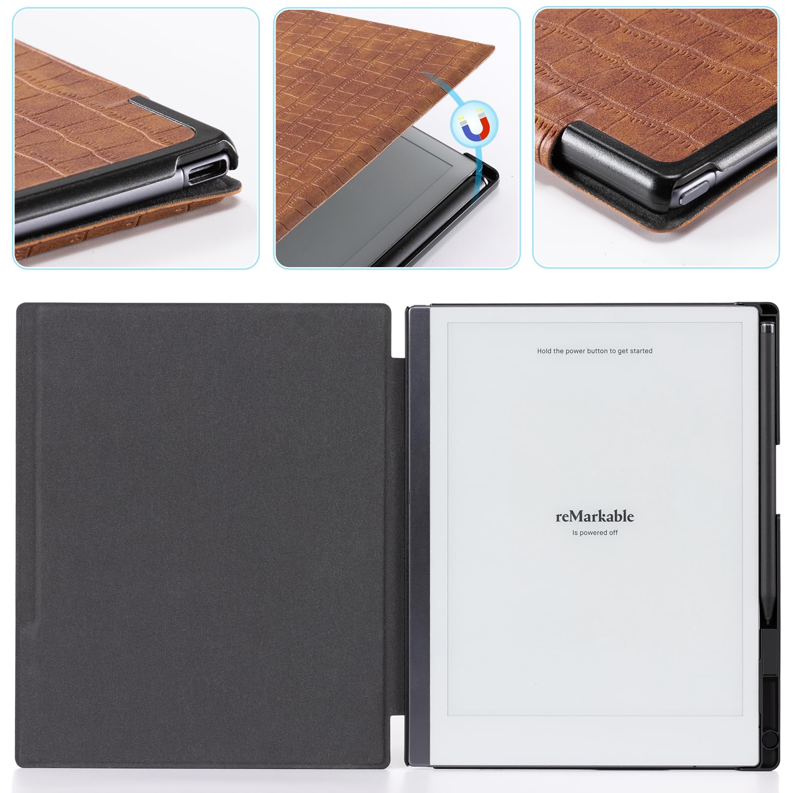 CoBak Case for Remarkable 2 Paper Tablet - Lightweight and Hard Back Shell Protective Book Folio Cover with Built-in Pen Holder - for 10.3" 2020 Released