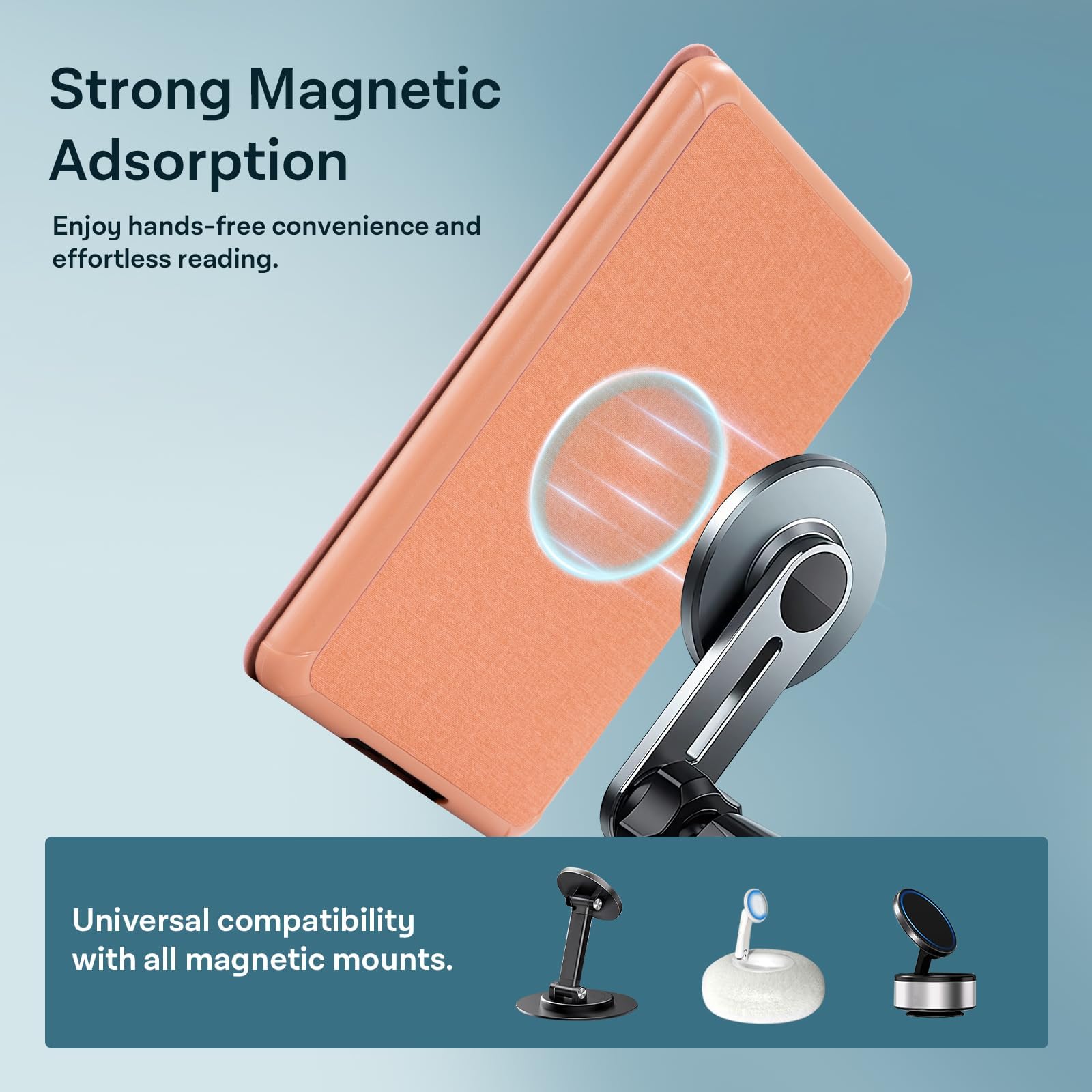 CoBak Lightweight Stand Case for 7" Kindle Paperwhite 12th Gen 2024 and Kindle Colorsoft with Right Hand Strap - Compatible with iPhone MagSafe, for Samsung/Belkin/Anker Wireless Charging Pads