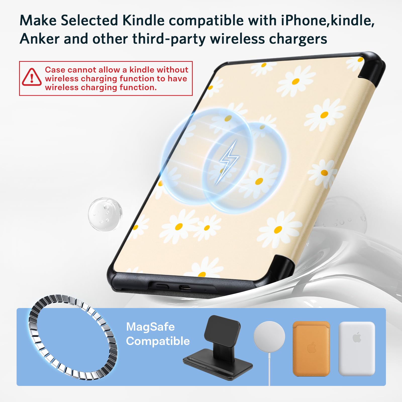 CoBak Magnetic Case for 7" Kindle Paperwhite 12th Gen 2024 and Kindle Colorsoft - Compatible with iPhone MagSafe, for Samsung/Belkin/Anker Wireless Charging Pads, Lightweight, Auto Sleep Wake