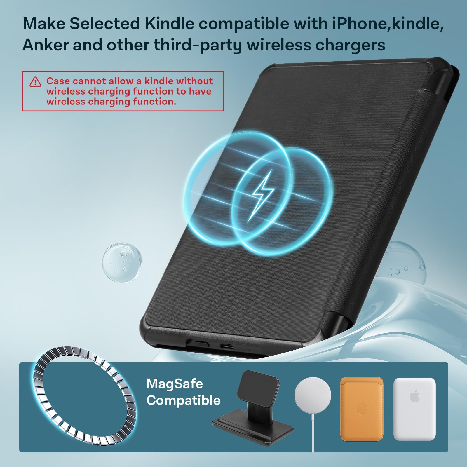 CoBak Lightweight Stand Case for 7" Kindle Paperwhite 12th Gen 2024 and Kindle Colorsoft with Right Hand Strap - Compatible with iPhone MagSafe, for Samsung/Belkin/Anker Wireless Charging Pads