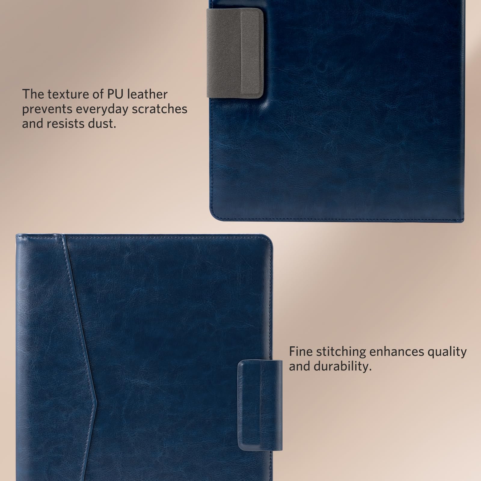 CoBak Premium PU Leather Case for Remarkable Paper Pro 11.8" (2024) – Slim Magnetic Back Cover with Auto Sleep/Wake, Folder Design, Magnetic Pen Holder Strap, Navy Blue
