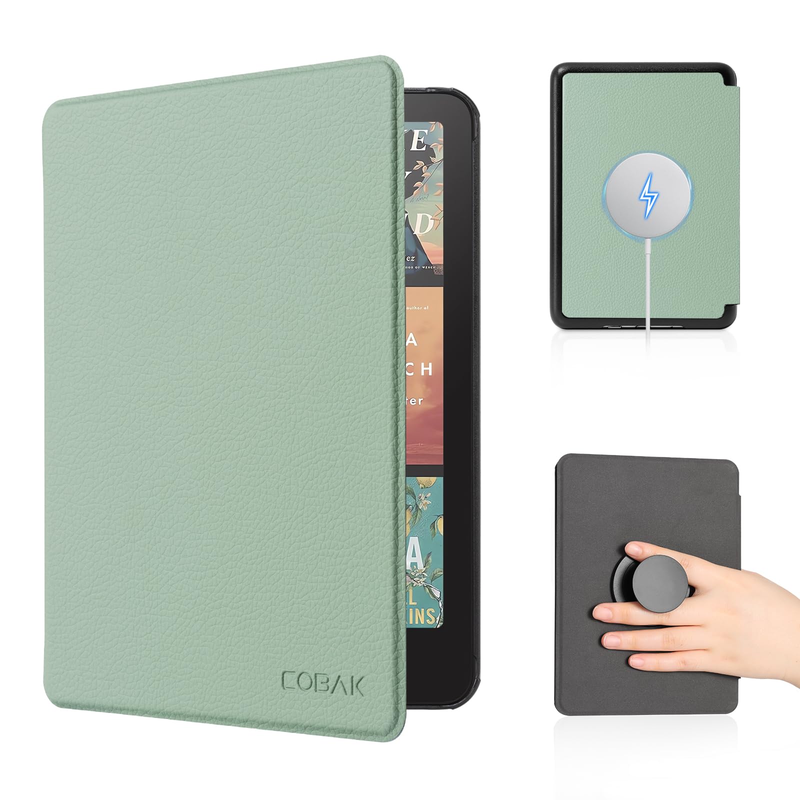 CoBak Case with Fold-Back Magnetic Cover for 7" Kindle Paperwhite 12th Gen 2024 and Kindle Colorsoft - for PopSockets Grip, Compatible with iPhone MagSafe and Anker Wireless Charging Pads, Auto Wake