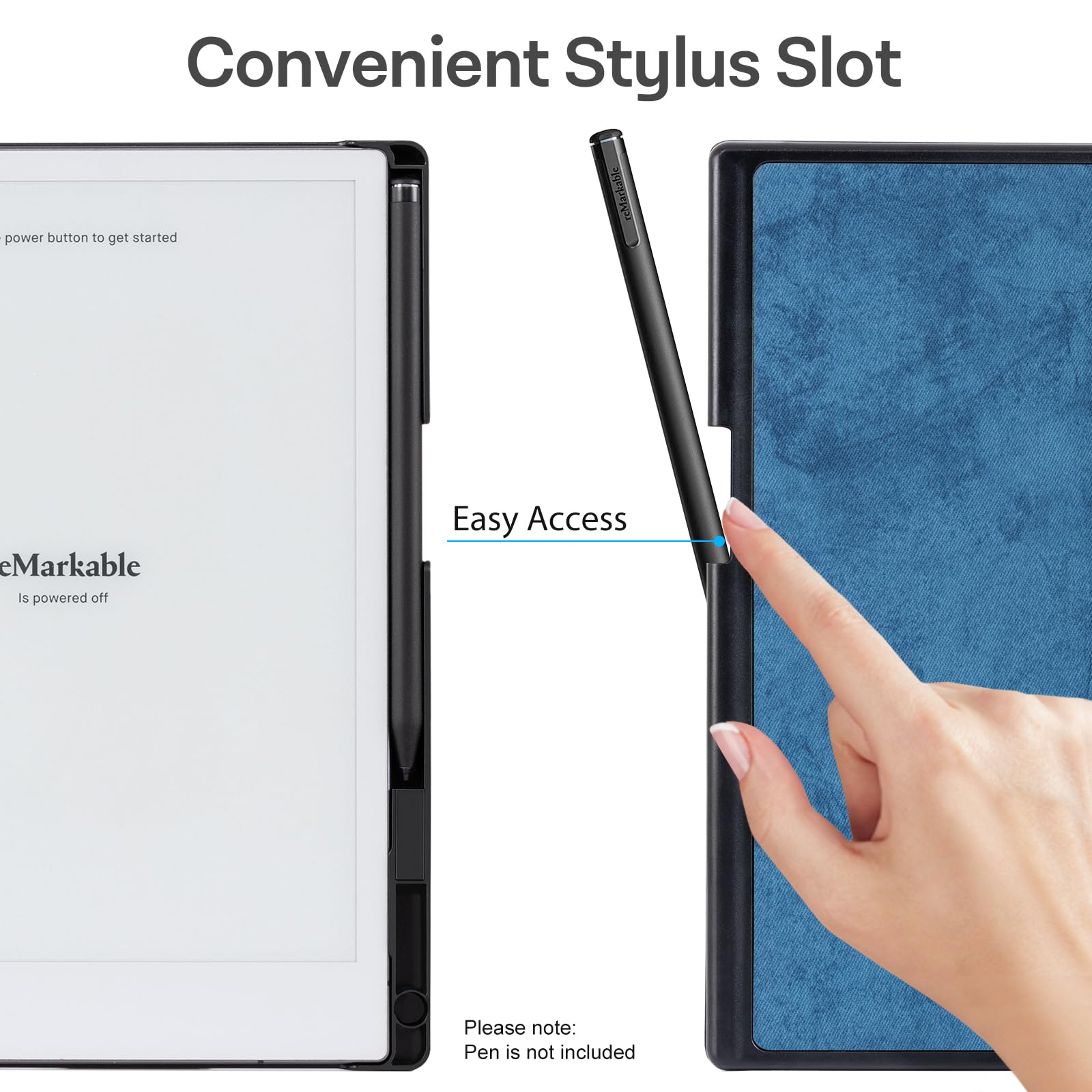 CoBak Case for Remarkable 2 Tablet - Lightweight and Hard Back Shell Protective Book Folio Cover with Built-in Pen Holder - Only for 10.3" 2020 Released (Blue)