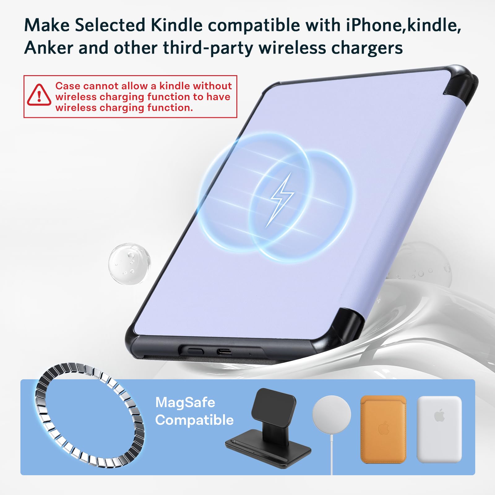 CoBak Magnetic Case for 7" Kindle Paperwhite 12th Gen 2024 and Kindle Colorsoft - Compatible with iPhone MagSafe, for Samsung/Belkin/Anker Wireless Charging Pads, Lightweight, Auto Sleep Wake