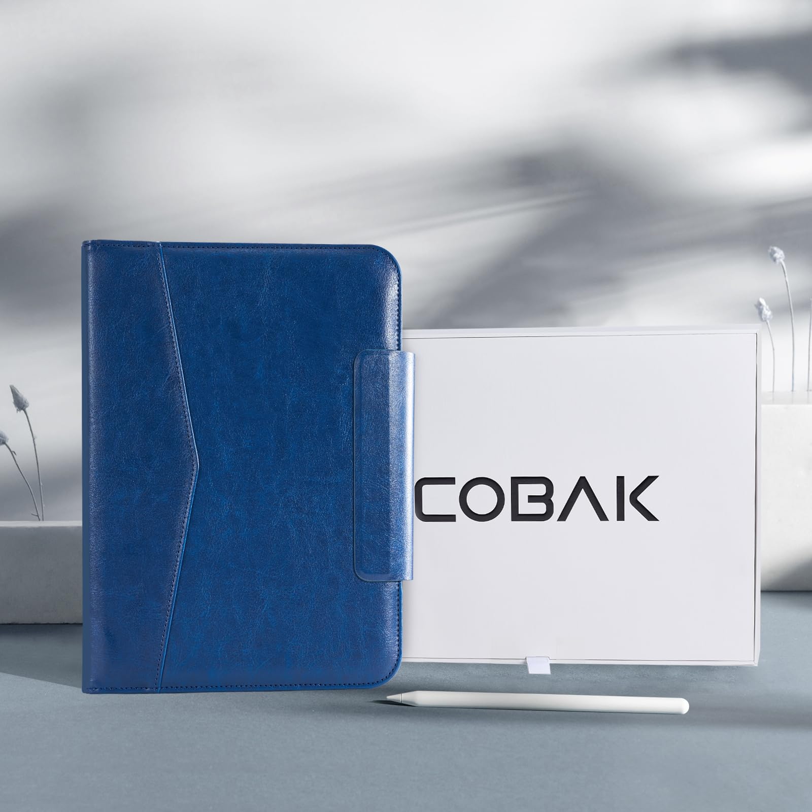 CoBak Premium Leather Case for iPad Pro 11-inch (M4) 2024 (5th Generation), Built-in Folder Storage, Super Magnetic Back, Auto Sleep/Wake Function, Navy Blue