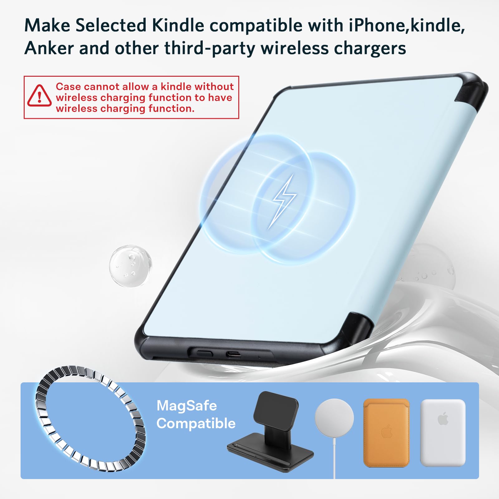 CoBak Magnetic Case for 7" Kindle Paperwhite 12th Gen 2024 and Kindle Colorsoft - Compatible with iPhone MagSafe, for Samsung/Belkin/Anker Wireless Charging Pads, Lightweight, Auto Sleep Wake