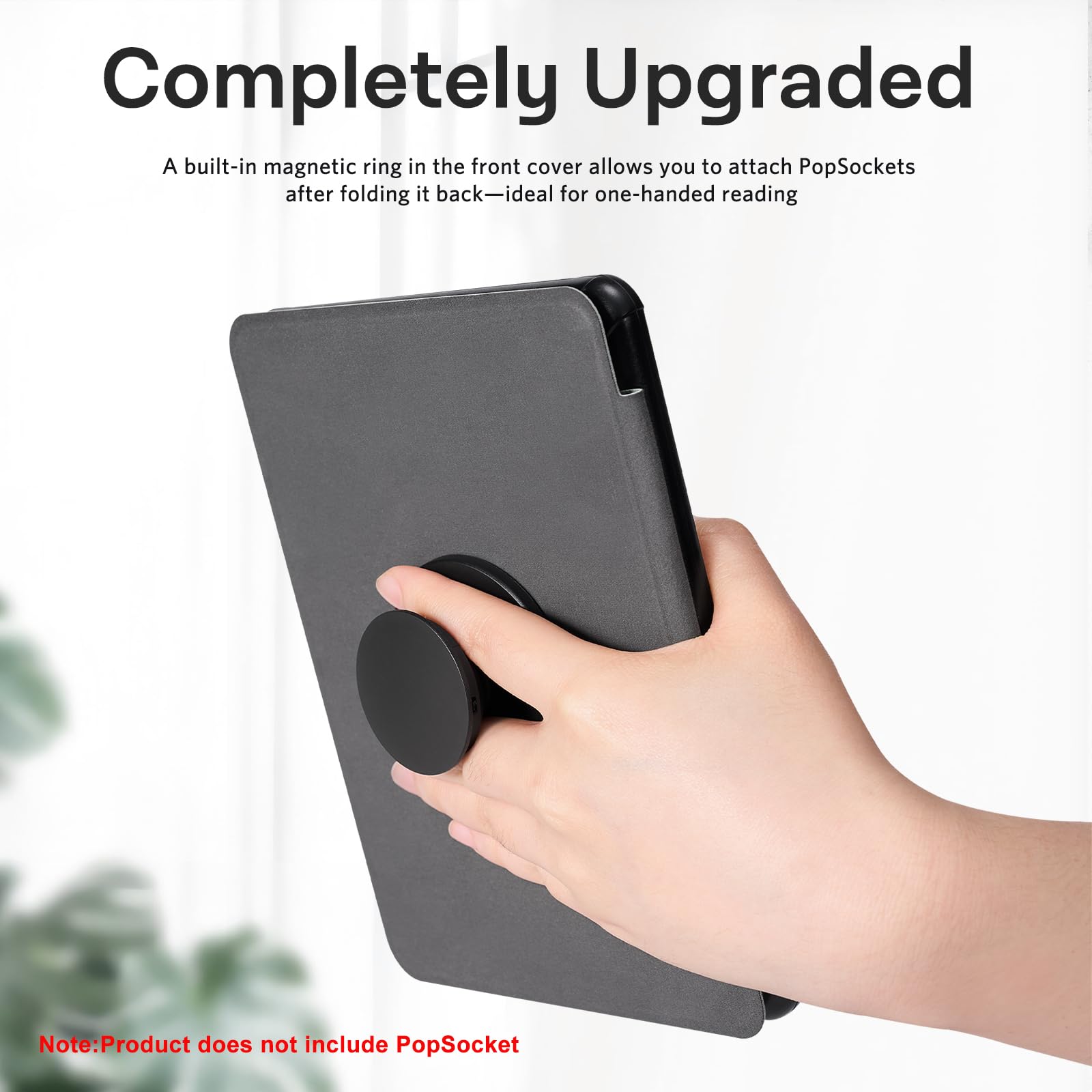 CoBak Case with Fold-Back Magnetic Cover for 7" Kindle Paperwhite 12th Gen 2024 and Kindle Colorsoft - for PopSockets Grip, Compatible with iPhone MagSafe and Anker Wireless Charging Pads, Auto Wake