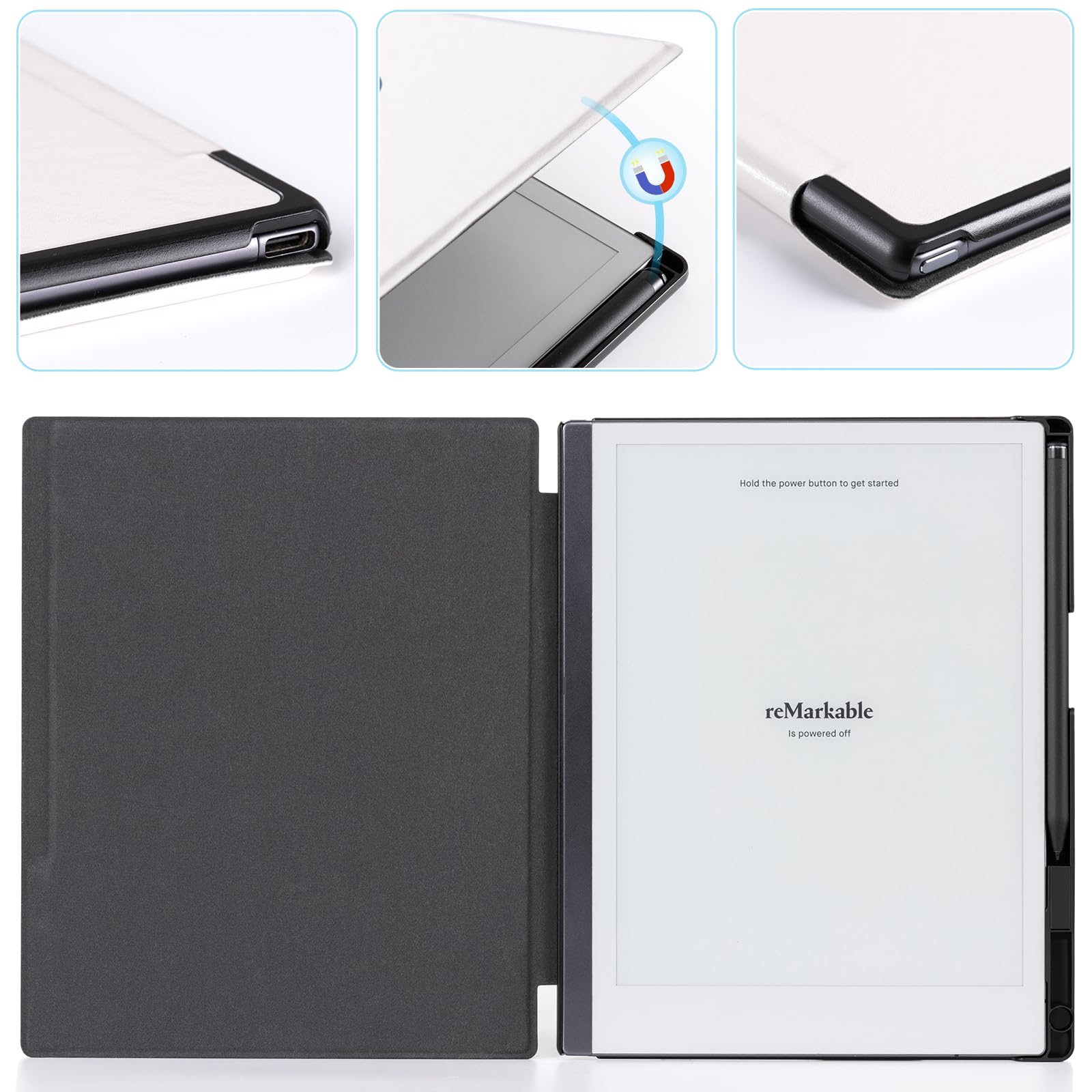 CoBak Case for Remarkable 2 Paper Tablet - Lightweight and Hard Back Shell Protective Book Folio Cover with Built-in Pen Holder - for 10.3" 2020 Released, Si Or Bouq