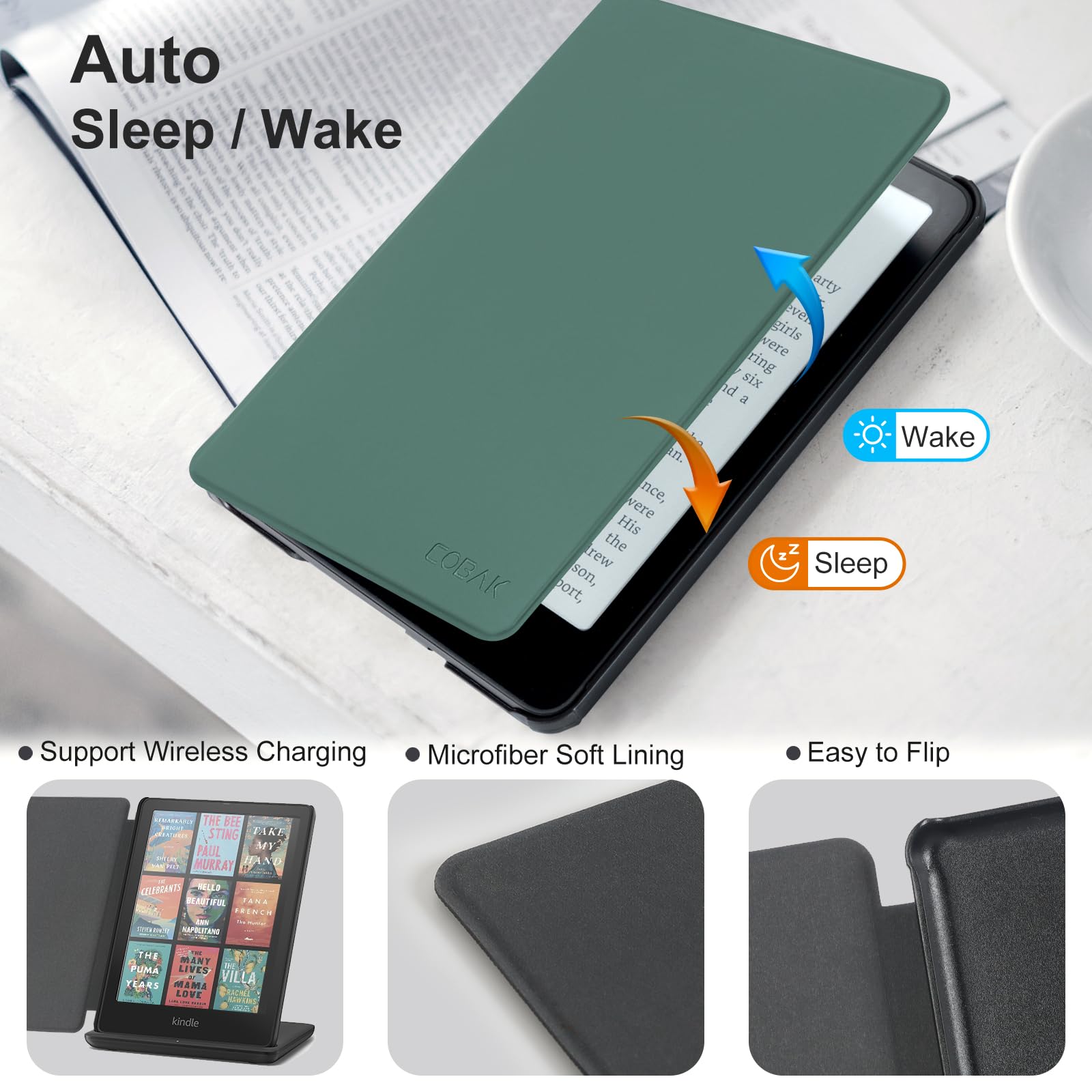 CoBak Magnetic Case for 7" Kindle Paperwhite 12th Gen 2024 and Kindle Colorsoft - Compatible with iPhone MagSafe, for Samsung/Belkin/Anker Wireless Charging Pads, Lightweight, Auto Sleep Wake