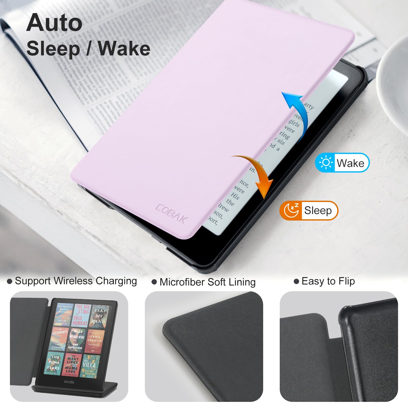 CoBak Magnetic Case for 7" Kindle Paperwhite 12th Gen 2024 and Kindle Colorsoft - Compatible with iPhone MagSafe, for Samsung/Belkin/Anker Wireless Charging Pads, Lightweight, Auto Sleep Wake