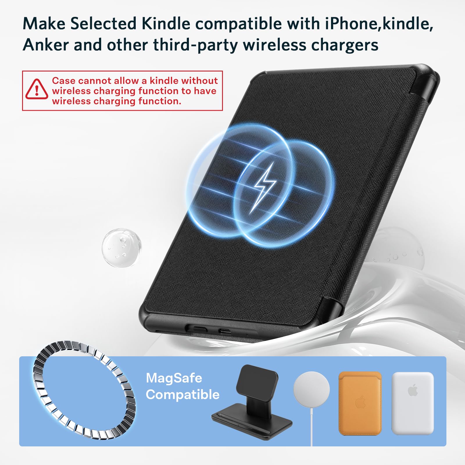 CoBak Magnetic Case for 7" Kindle Paperwhite 12th Gen 2024 and Kindle Colorsoft - Compatible with iPhone MagSafe, for Samsung/Belkin/Anker Wireless Charging Pads, Lightweight, Auto Sleep Wake