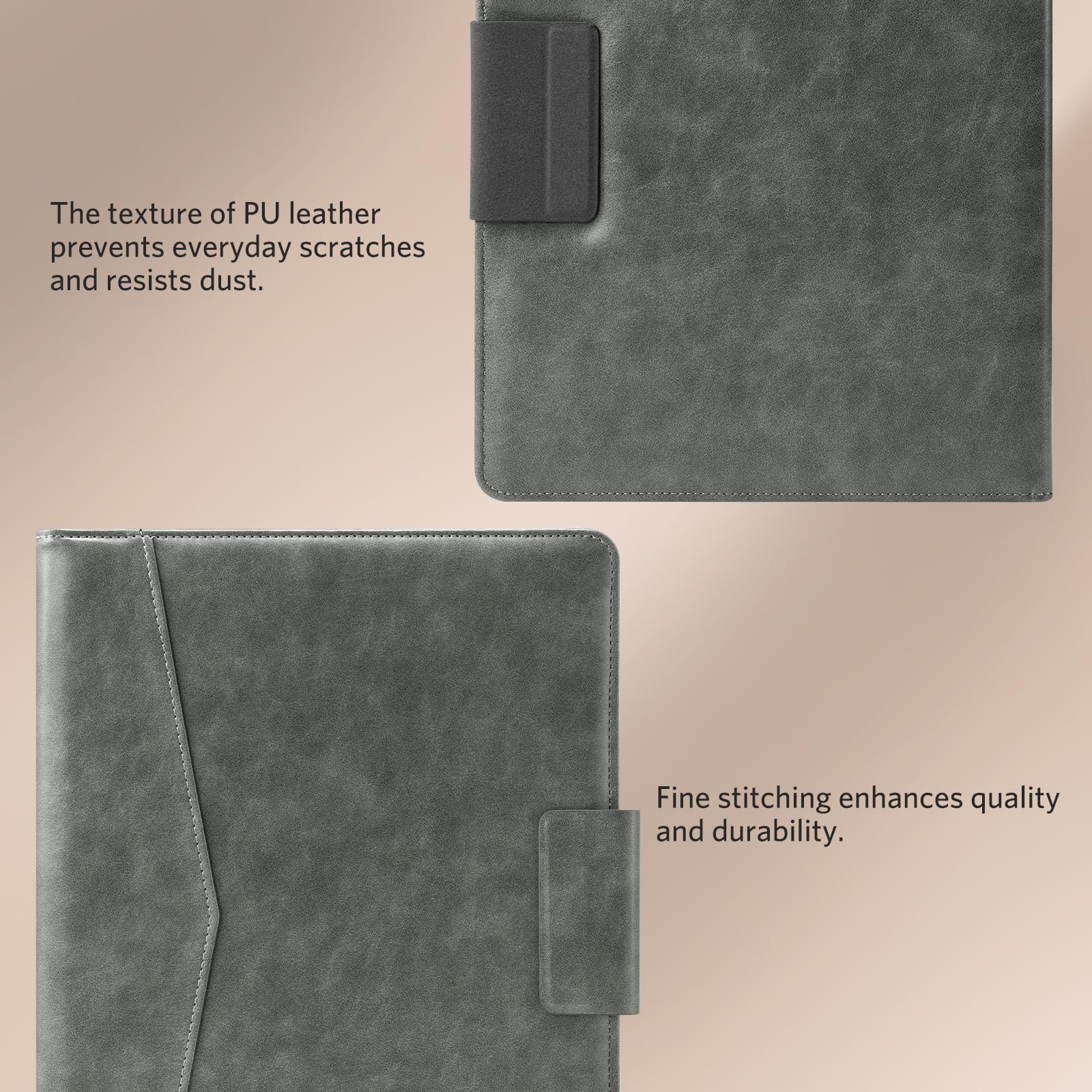 Cobak Premium PU Leather Case for Remarkable Paper Pro 11.8" (2024) – Slim Magnetic Back Cover with Auto Sleep/Wake, Folder Design, Magnetic Pen Holder Strap,Gray Leather