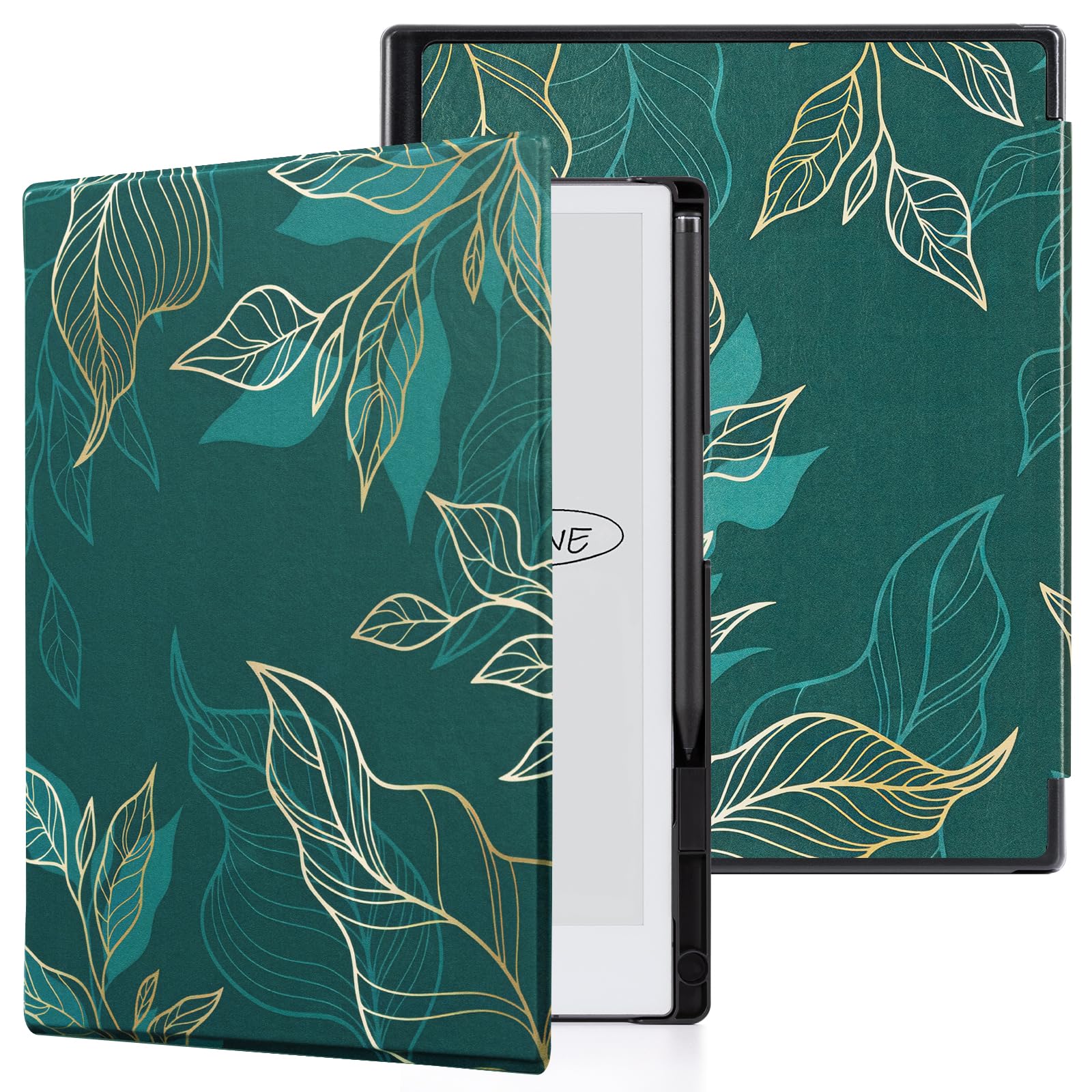CoBak Case for Remarkable 2 Paper Tablet - Lightweight and Hard Back Shell Protective Book Folio Cover with Built-in Pen Holder - for 10.3" 2020 Released, Green Pattern