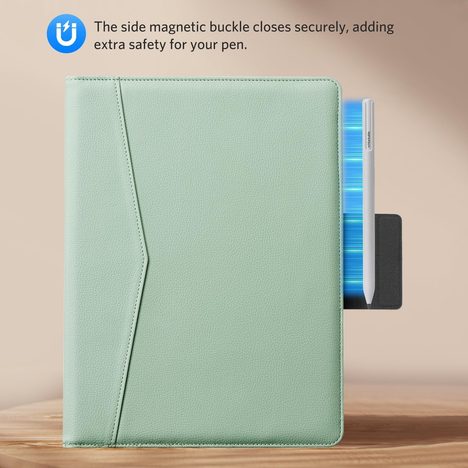 Cobak Premium PU Leather Case for Remarkable Paper Pro 11.8" (2024) – Slim Magnetic Back Cover with Auto Sleep/Wake, Folder Design, Magnetic Pen Holder Strap, Sage Green