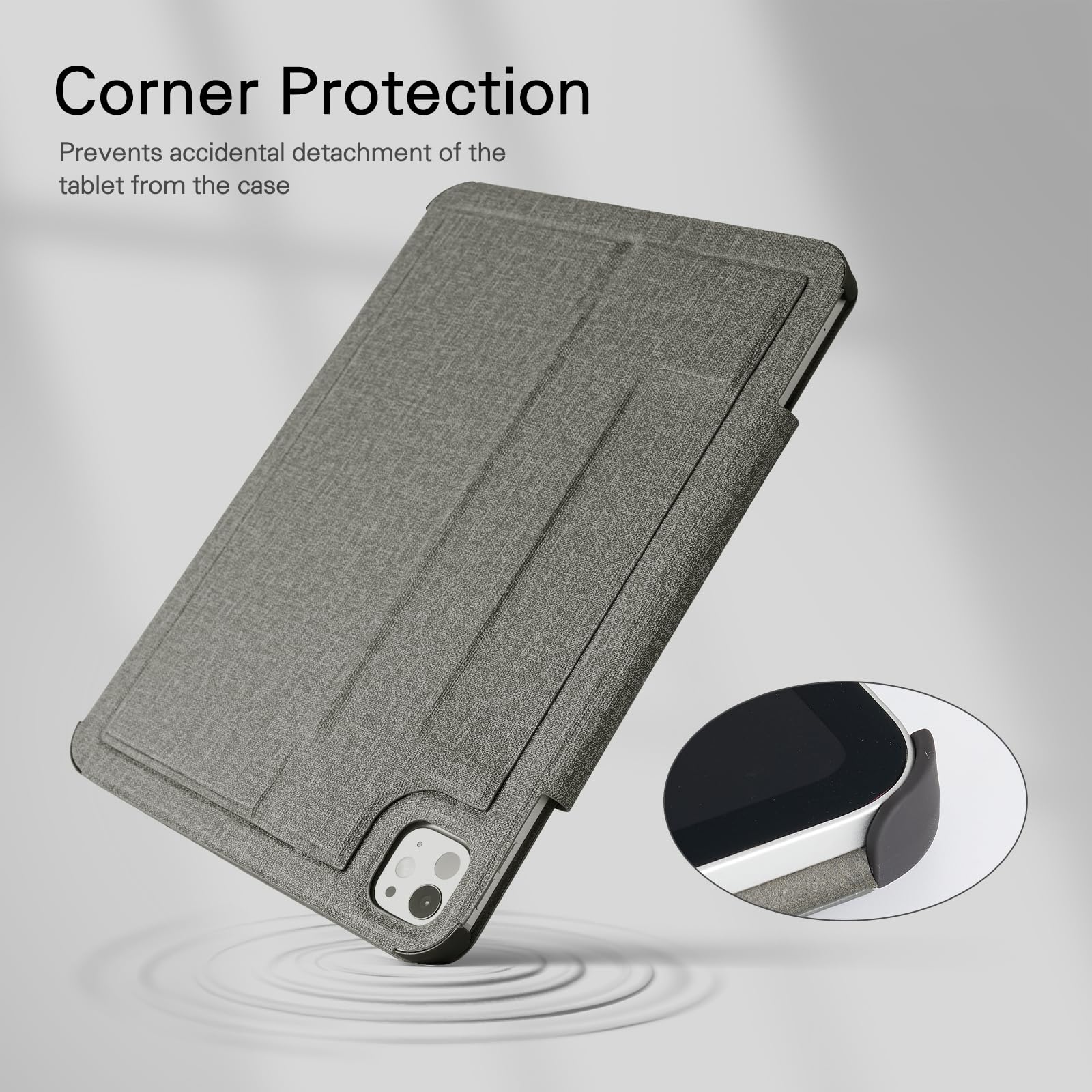 CoBak Magnetic Case with Stand for iPad Pro 11 Inch (M4) 2024, Multiple Viewing Angles, Smart Auto Sleep/Wake Cover with Corner Protection with Apple Pencil Holder Strap, Graphite Fabric
