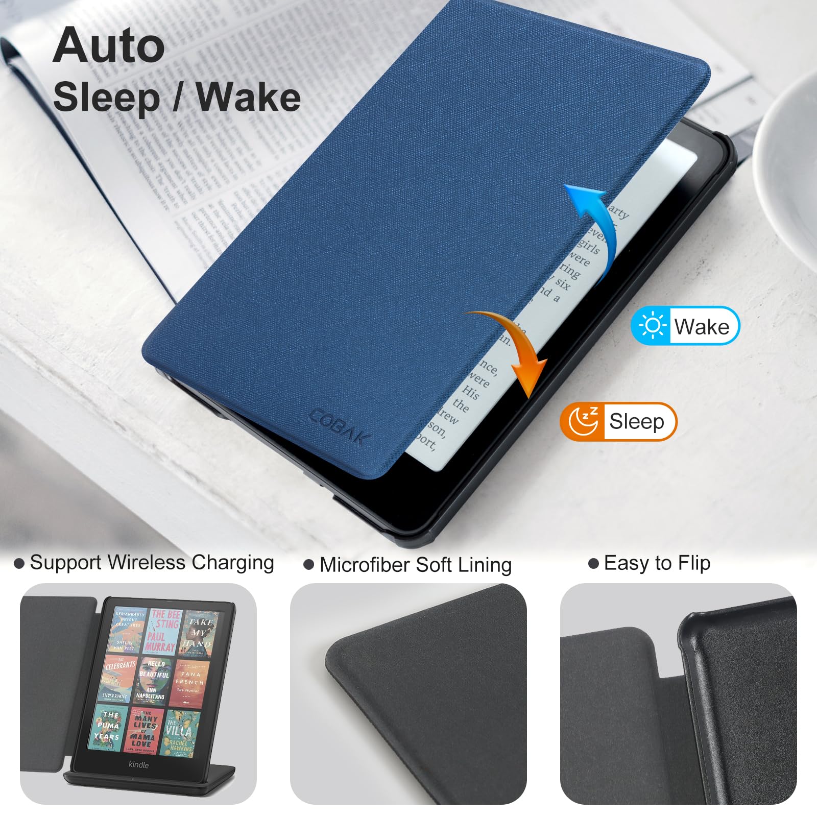 CoBak Magnetic Case for 7" Kindle Paperwhite 12th Gen 2024 and Kindle Colorsoft - Compatible with iPhone MagSafe, for Samsung/Belkin/Anker Wireless Charging Pads, Lightweight, Auto Sleep Wake