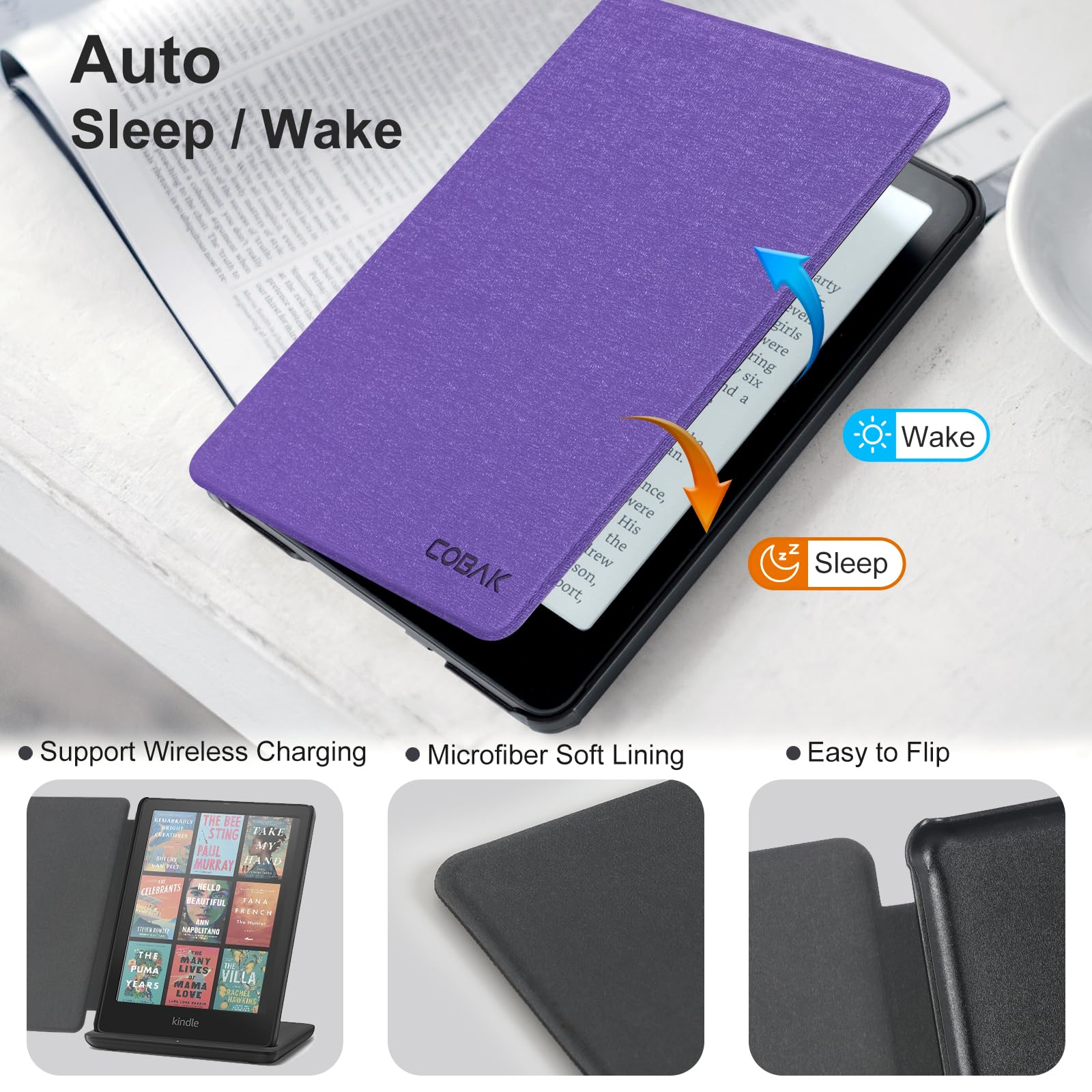 CoBak Magnetic Case for 7" Kindle Paperwhite 12th Gen 2024 and Kindle Colorsoft - Compatible with iPhone MagSafe, for Samsung/Belkin/Anker Wireless Charging Pads, Lightweight, Auto Sleep Wake
