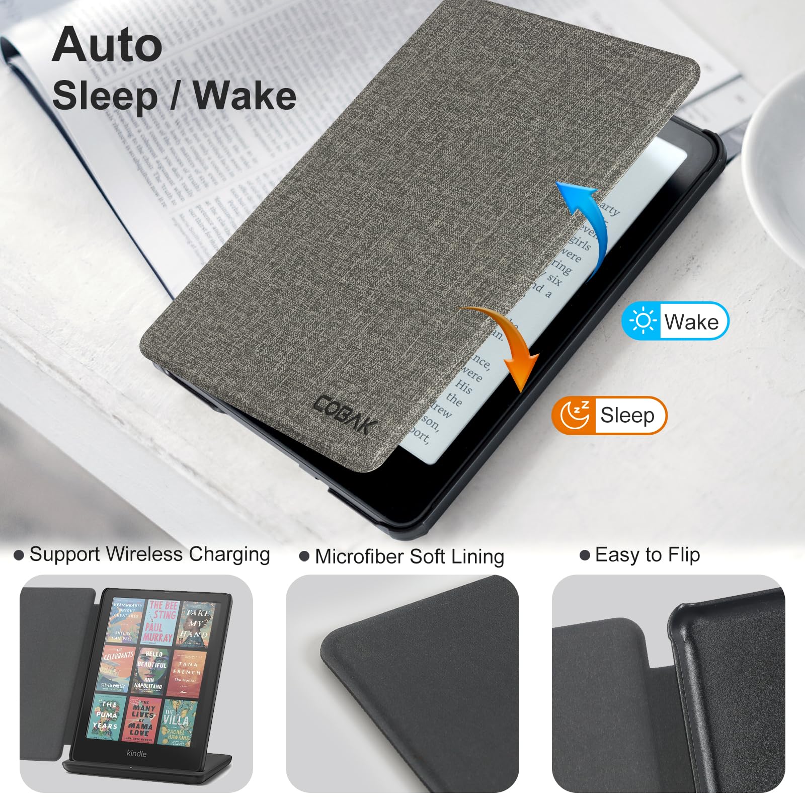 CoBak Magnetic Case for 7" Kindle Paperwhite 12th Gen 2024 and Kindle Colorsoft - Compatible with iPhone MagSafe, for Samsung/Belkin/Anker Wireless Charging Pads, Lightweight, Auto Sleep Wake