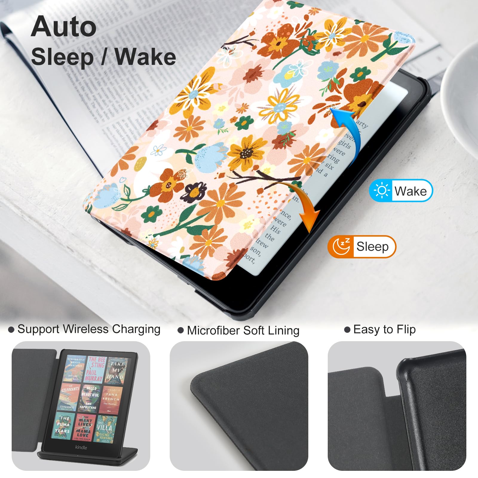 CoBak Magnetic Case for 7" Kindle Paperwhite 12th Gen 2024 and Kindle Colorsoft - Compatible with iPhone MagSafe, for Samsung/Belkin/Anker Wireless Charging Pads, Lightweight, Auto Sleep Wake