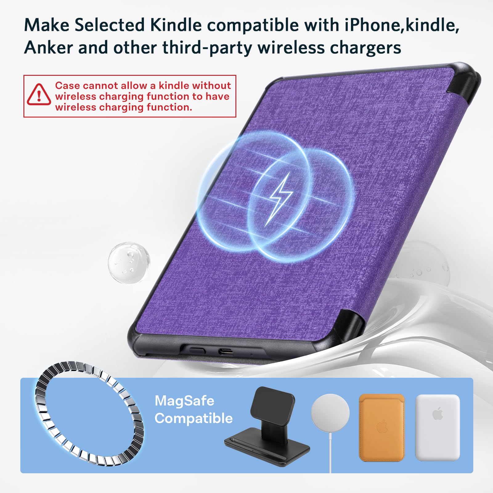 CoBak Magnetic Case for 7" Kindle Paperwhite 12th Gen 2024 and Kindle Colorsoft - Compatible with iPhone MagSafe, for Samsung/Belkin/Anker Wireless Charging Pads, Lightweight, Auto Sleep Wake