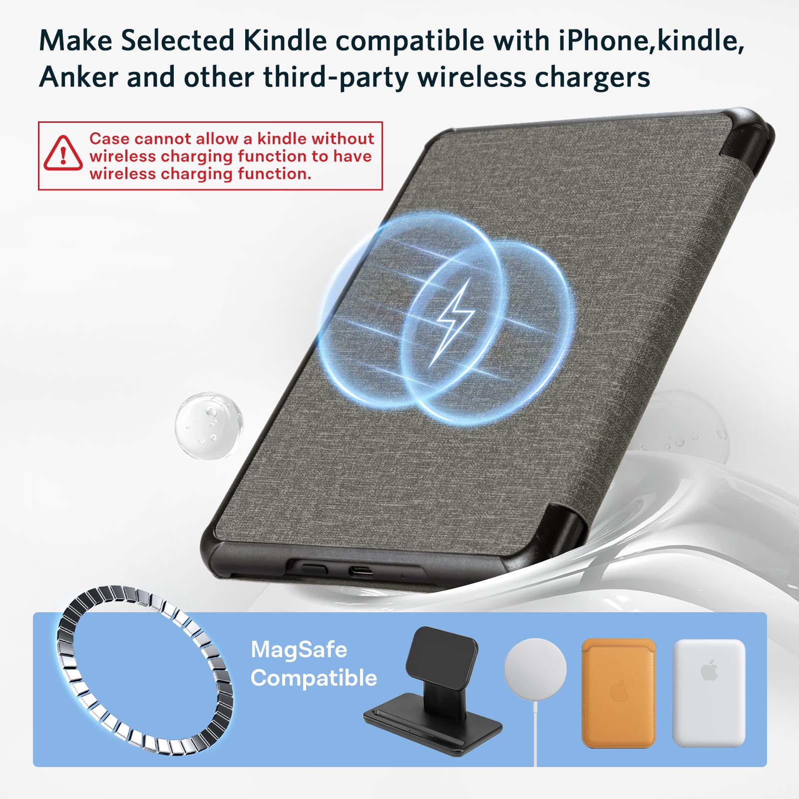 CoBak Magnetic Case for 7" Kindle Paperwhite 12th Gen 2024 and Kindle Colorsoft - Compatible with iPhone MagSafe, for Samsung/Belkin/Anker Wireless Charging Pads, Lightweight, Auto Sleep Wake