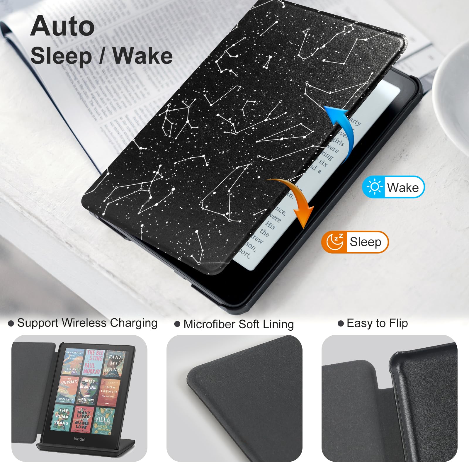 CoBak Magnetic Case for 7" Kindle Paperwhite 12th Gen 2024 and Kindle Colorsoft - Compatible with iPhone MagSafe, for Samsung/Belkin/Anker Wireless Charging Pads, Lightweight, Auto Sleep Wake