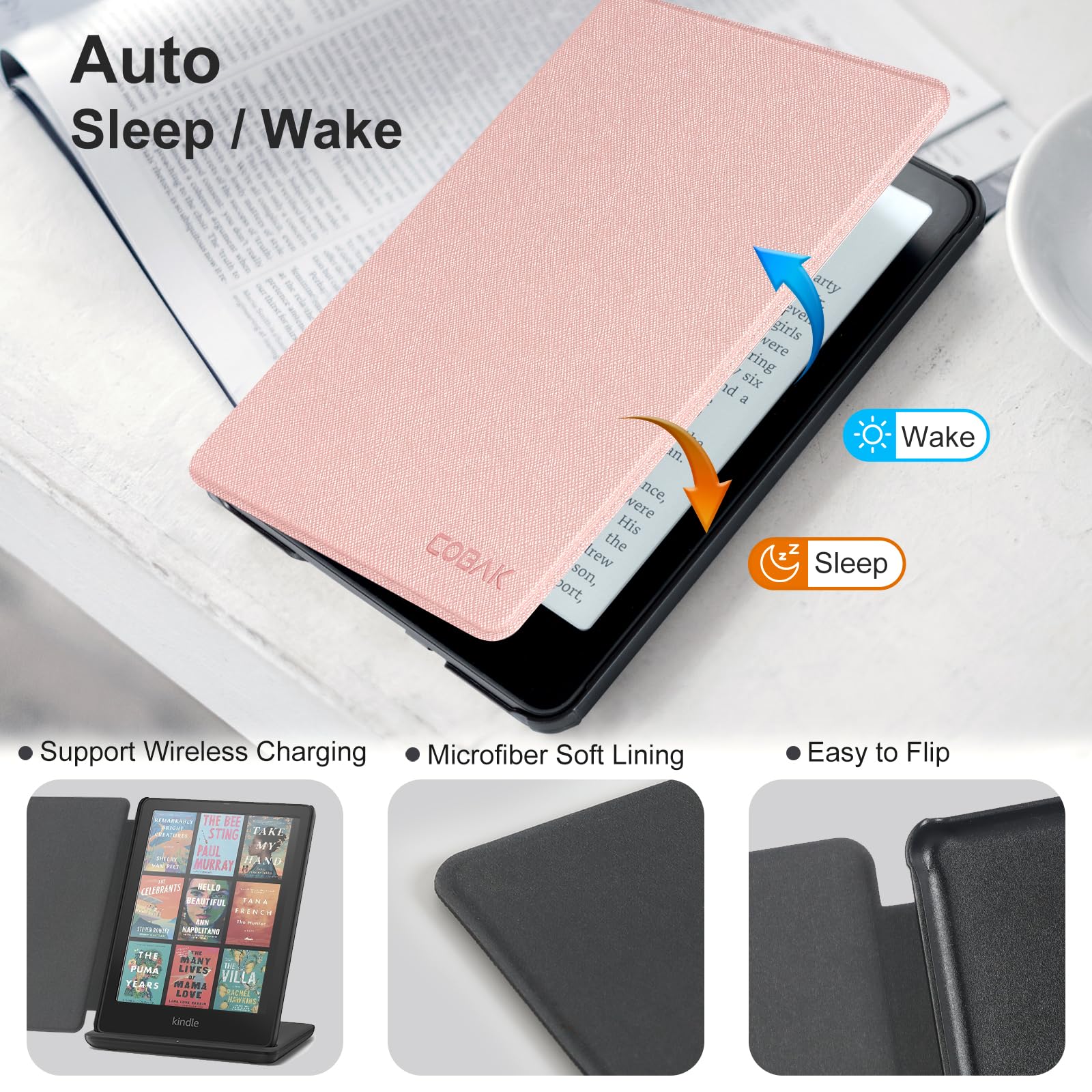 CoBak Magnetic Case for 7" Kindle Paperwhite 12th Gen 2024 and Kindle Colorsoft - Compatible with iPhone MagSafe, for Samsung/Belkin/Anker Wireless Charging Pads, Lightweight, Auto Sleep Wake