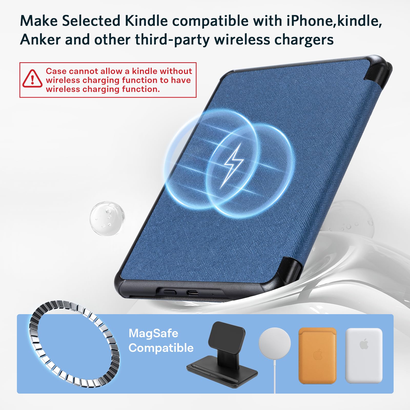 CoBak Magnetic Case for 7" Kindle Paperwhite 12th Gen 2024 and Kindle Colorsoft - Compatible with iPhone MagSafe, for Samsung/Belkin/Anker Wireless Charging Pads, Lightweight, Auto Sleep Wake