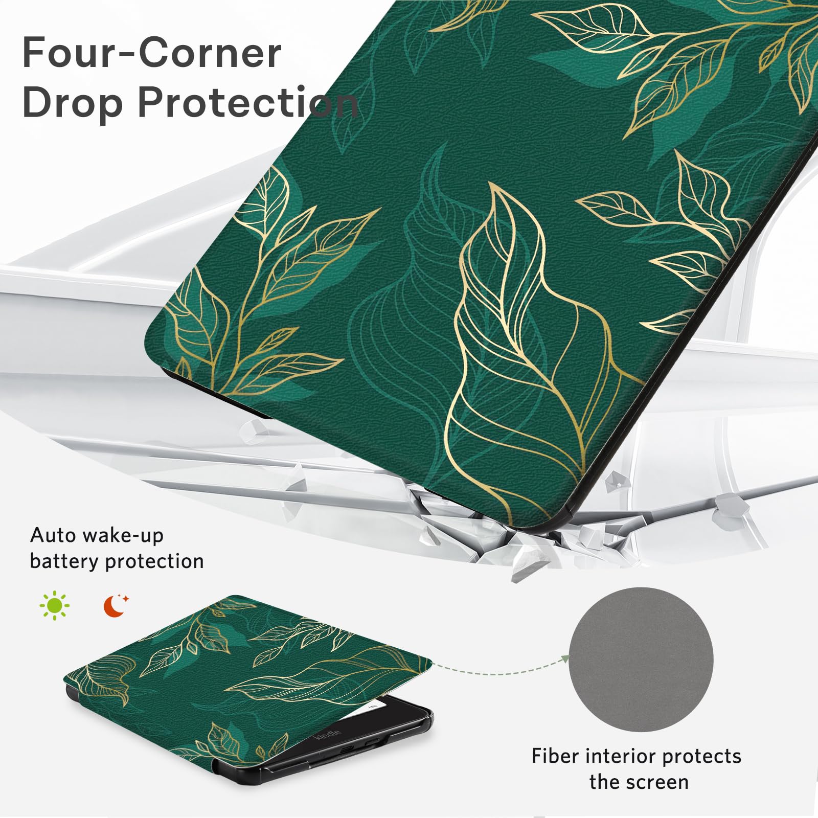 CoBak Case with Fold-Back Magnetic Cover for 7" Kindle Paperwhite 12th Gen 2024 and Kindle Colorsoft - for PopSockets Grip, Compatible with iPhone MagSafe and Anker Wireless Charging Pads, Auto Wake