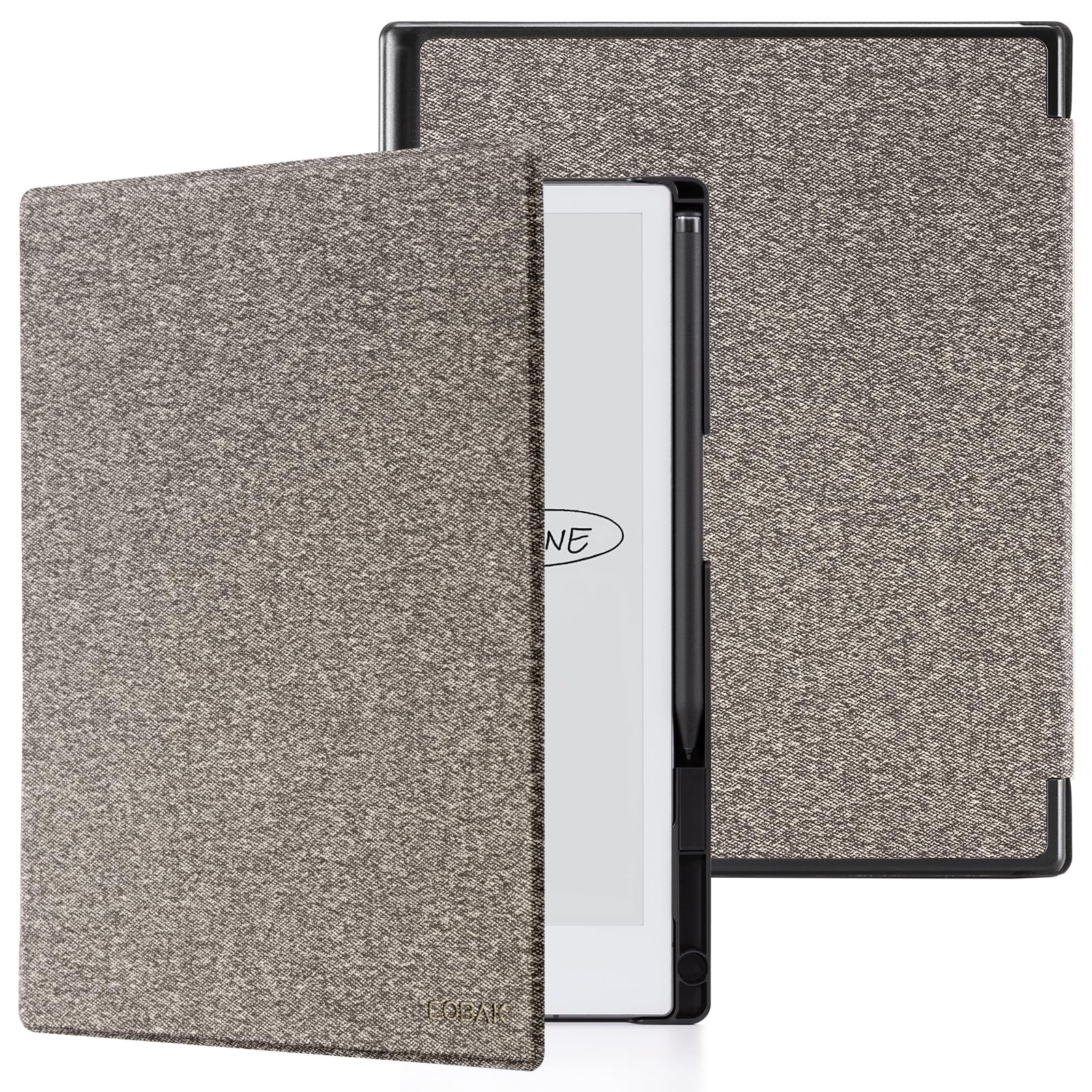CoBak Case for Remarkable 2 Tablet - Lightweight and Hard Back Shell Protective Book Folio Cover with Built-in Pen Holder - Only for 10.3" 2020 Released (Gray-Yellow Woven Stripe)