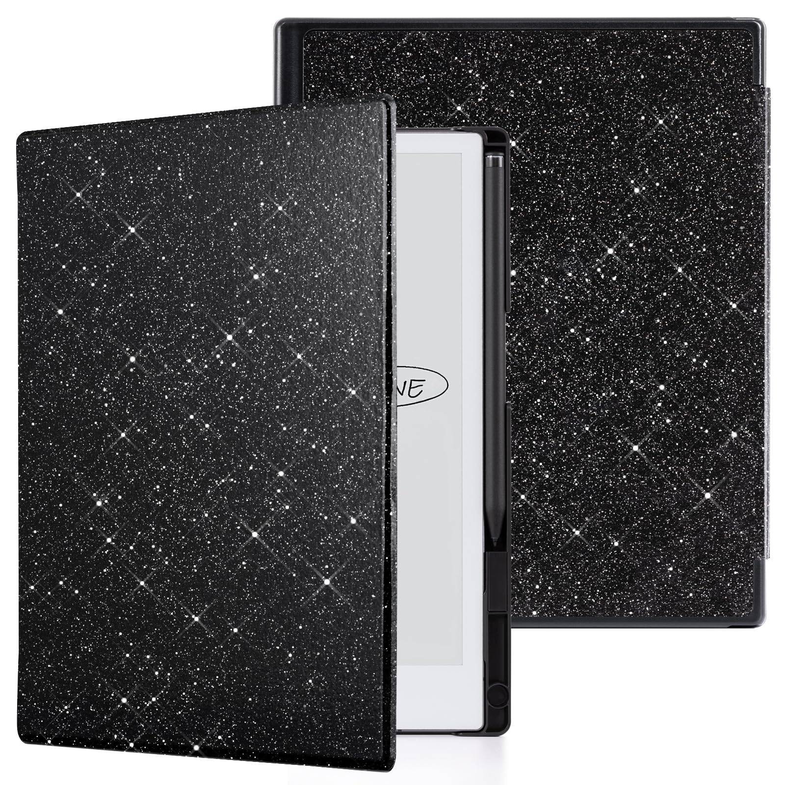 CoBak Case for Remarkable 2 Paper Tablet - Lightweight and Hard Back Shell Protective Book Folio Cover with Built-in Pen Holder - for 10.3" 2020 Released (Black Glitter)